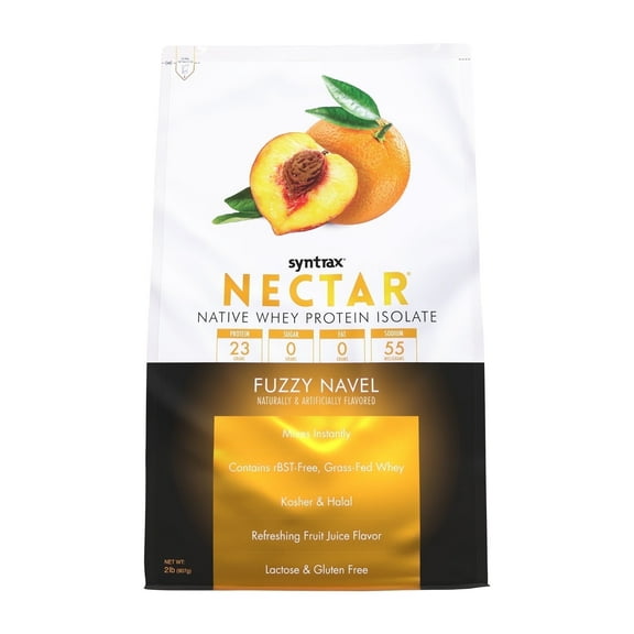 Syntrax Nectar, Fuzzy Navel, 2 lb. 100% Whey Protein Isolate, Refreshing Fruit Flavor