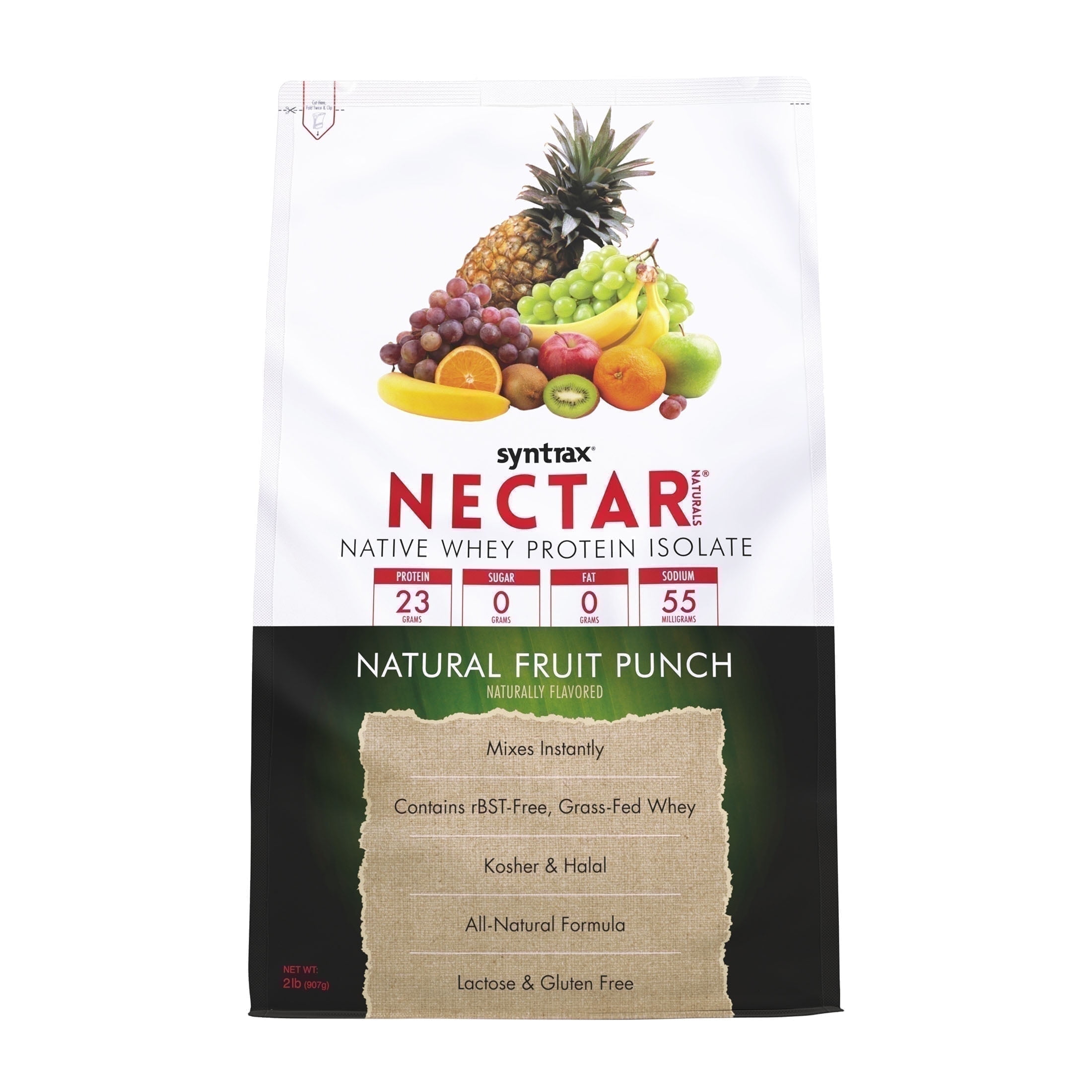 Syntrax Nectar Naturals, Natural Fruit Punch, 2 lbs. Native Whey Protein Isolate, Refreshing Fruit Juice Flavor