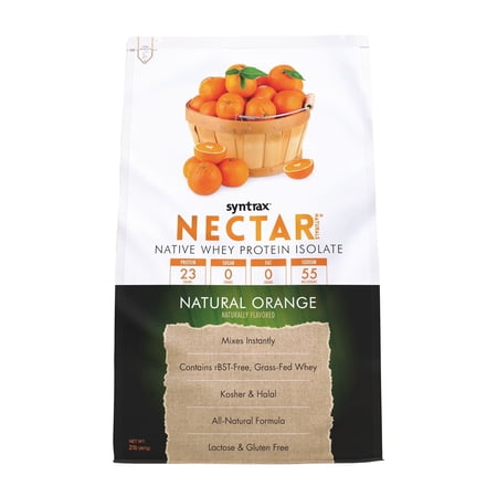 Syntrax Nectar Naturals, Natural Orange, 2 lbs. Native Whey Protein Isolate, Refreshing Fruit Juice Flavor