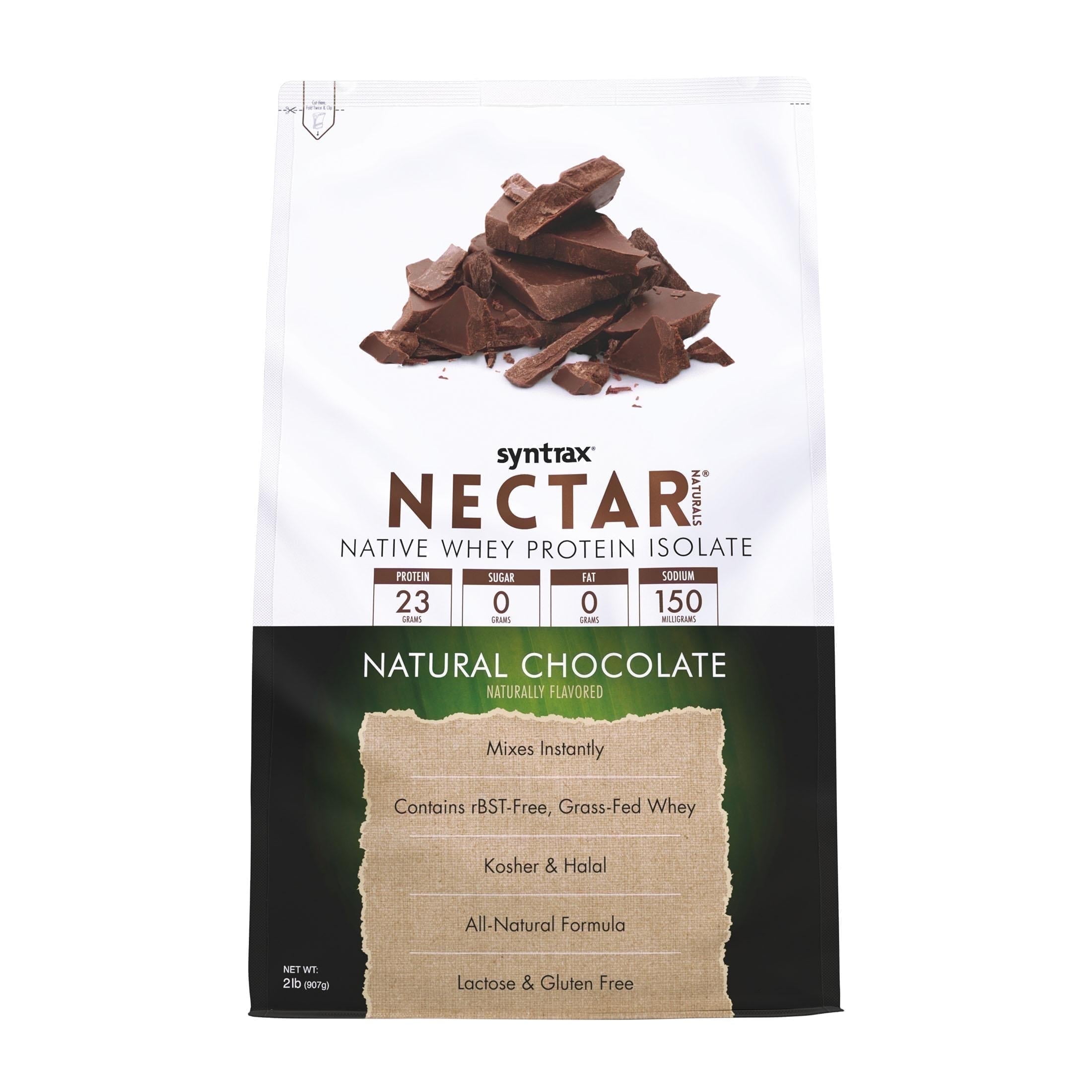 Syntrax Nectar Naturals, Natural Chocolate, 2 lbs. Native Whey Protein Isolate, offers a Smooth & Creamy Flavor