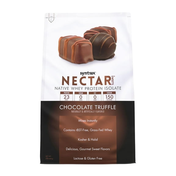 Syntrax Nectar Sweets, Chocolate Truffle, 2 lbs. Native Whey Protein Isolate Powder, offers a Rich Chocolate Flavor