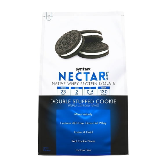 Syntrax Nectar Sweets, Double Stuffed Cookie, 2 lbs. Native Whey Protein Isolate Powder, with Real Cookie Pieces