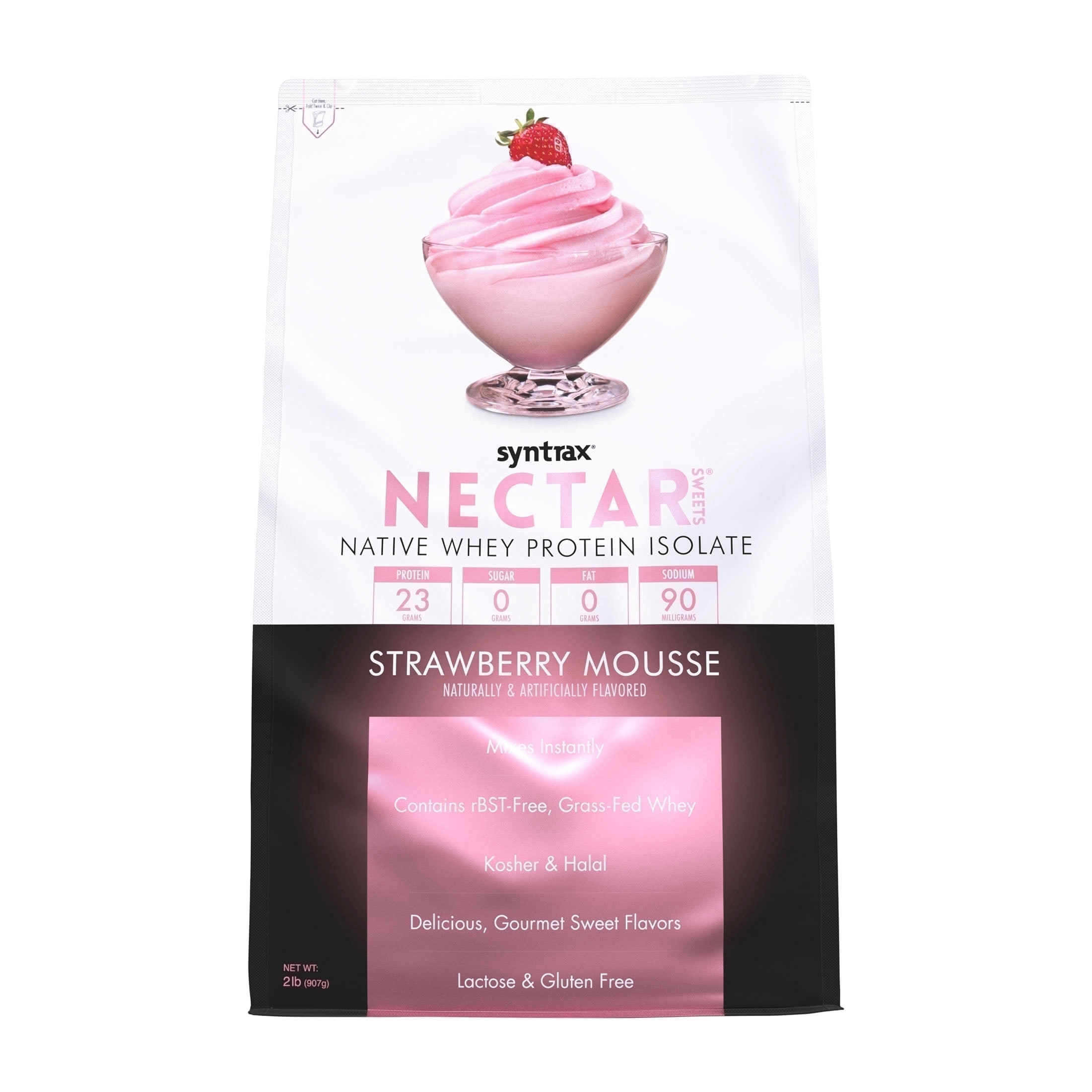 Syntrax Nectar Sweets, Strawberry Mousse, 2 lbs. Native Whey Protein Isolate Powder, offers a Gourmet Sweets Flavor