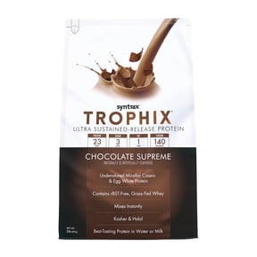 Syntrax Trophix, Chocolate Supreme 2 lbs. Ultra Sustained-Release Protein Powder Blend,  Rich & Creamy Flavor