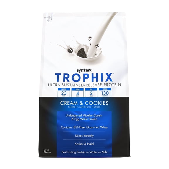 Syntrax Nutrition Trophix, Cream & Cookies 2 lbs. Ultra Sustained-Release Protein Powder Blend, with Real Cookie Pieces