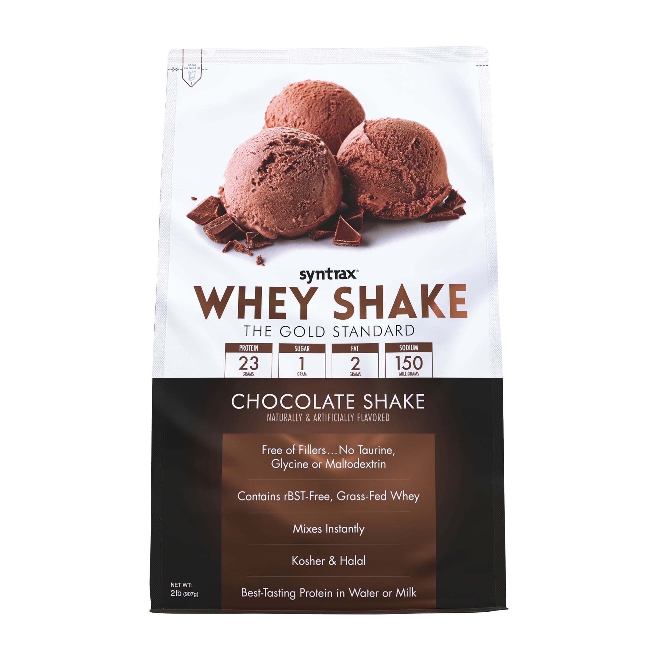 Syntrax Whey Shake, Chocolate Shake, 2 lbs. Cold Filtered & Undenatured Whey Protein Blend, offers a Delicious Milkshake Texture & Flavor