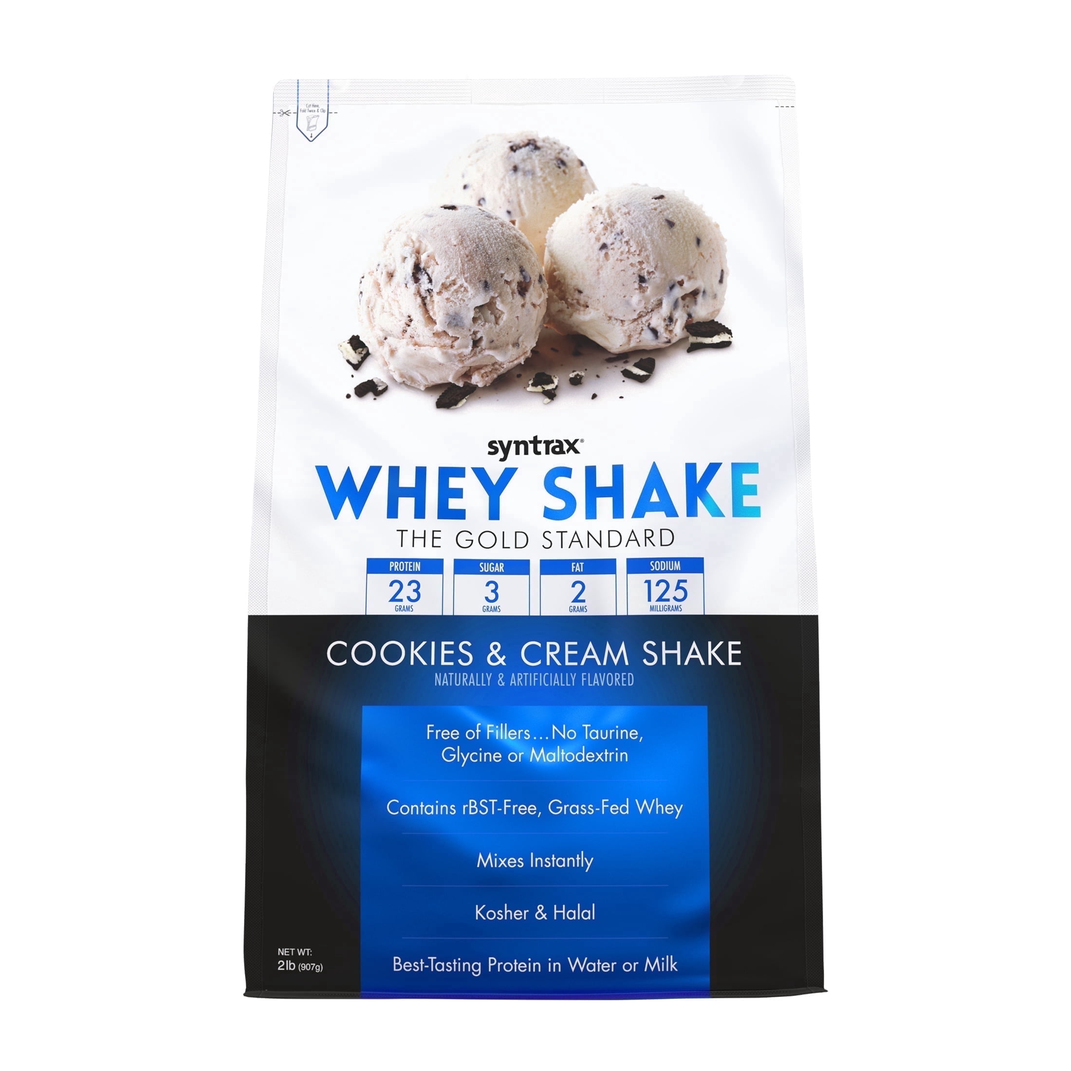 Syntrax Whey Shake Cookies & Cream 2 lbs. Cold Filtered & Undenatured Whey Protein Blend, with Real Cookie Pieces