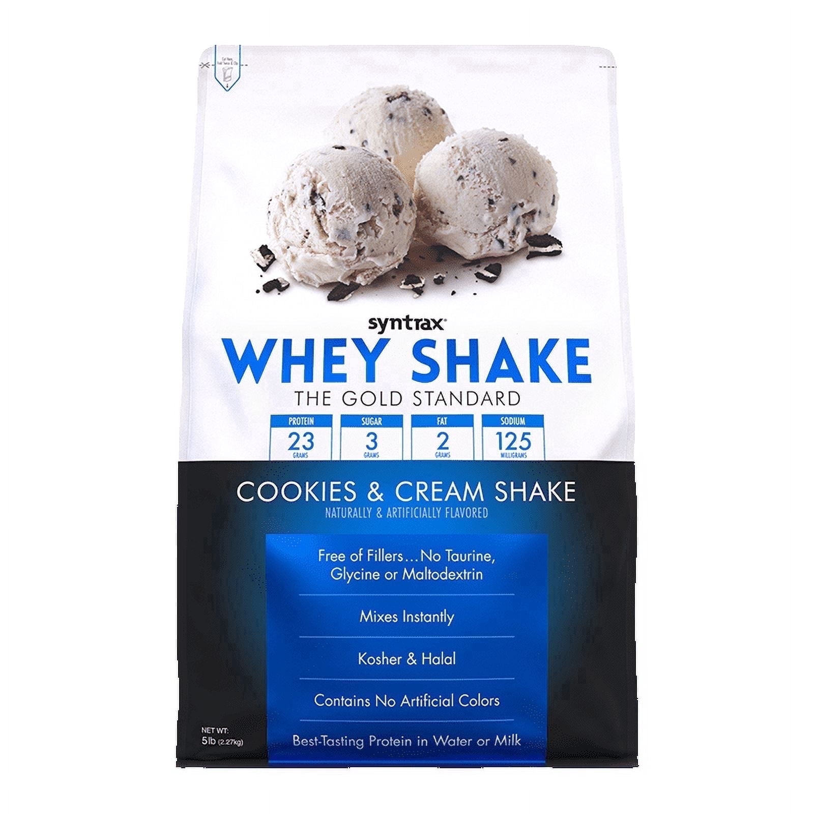 Syntrax Whey Shake, Cookies & Cream Shake, 5 lbs. Cold Filtered & Undenatured Whey Protein Blend, with Real Cookie Pieces