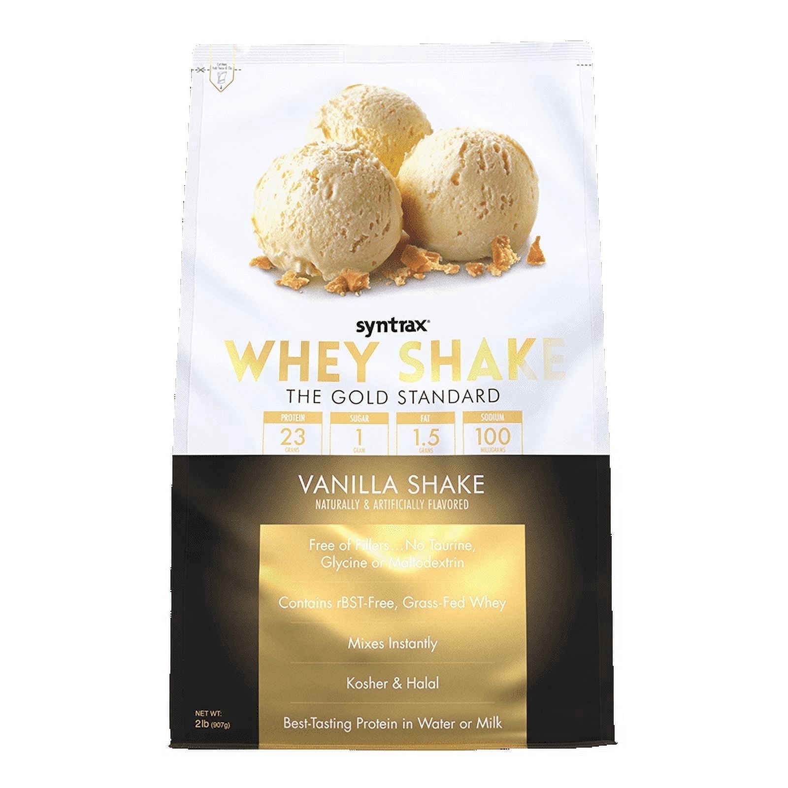 Syntrax Whey Shake, Vanilla Shake, 2 lbs. Cold Filtered, Undenatured Whey Protein Blend, with Real Vanilla Bean Specks