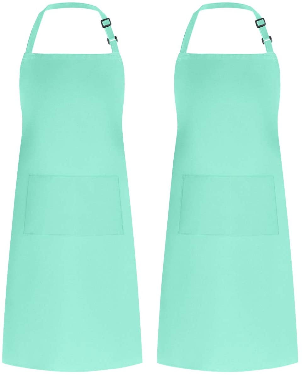 Syntus 2 Pack Adjustable Bib Aprons with Pockets, Waterdrop Resistant ...