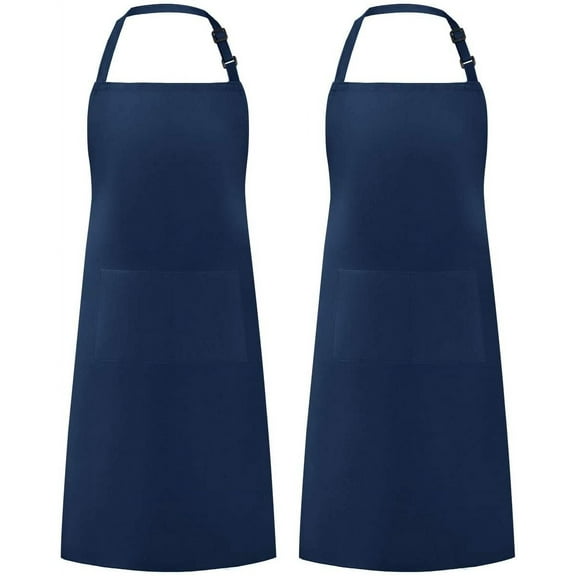 Syntus 2 Pack Adjustable Bib Apron Waterdrop Resistant with 2 Pockets Cooking Kitchen Aprons for BBQ Drawing, Women Men Chef, Nautical Blue
