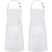 Syntus 2 Pack Adjustable Bib Apron Waterdrop Resistant with 2 Pockets Cooking Kitchen Aprons for Women Men Chef, BlackWhitematerial_type:Cotton;