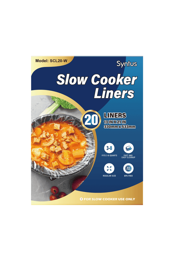 Disposable Crock Pot Liners, 20 Count for 3-8 Quart Cookers, Leak-Proof & Universal Fit for Round, Oval, Rectangular Slow Cookers
