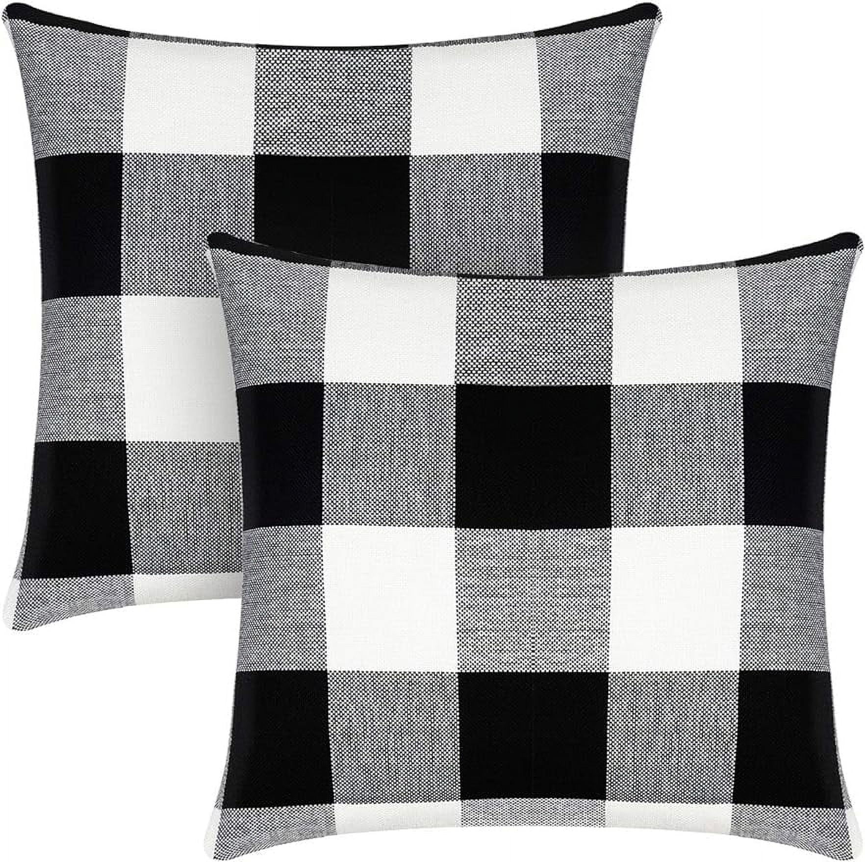 Black and White Buffalo Check Polyester Pillow Covers, 18 x 18 inches