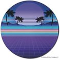 thumbnail image 1 of Synwave Mse Pad For mputers, wave Design Of lorful Funky Stripes And Pal Galactic Moon, Rnd Non-S i Rubber Modern Gaming Msepad, 8" Rnd, Blue Violet ltilor, 1 of 3