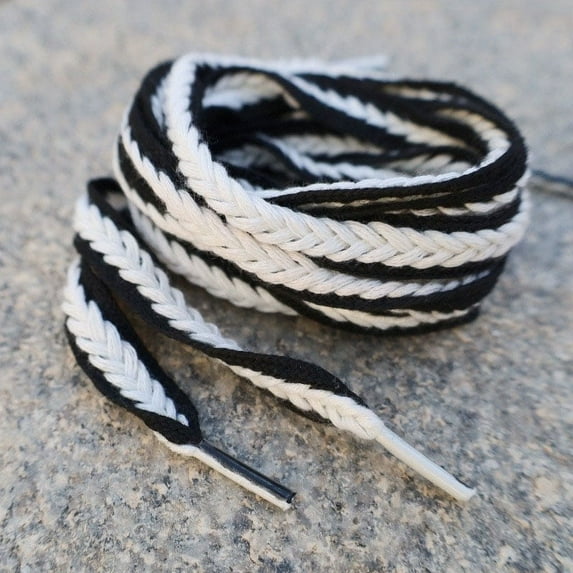 Synzerm 2 Pairs 3/5” wide flat shoe laces for sneakers 9 Colors thick fat braided shoelaces athletic in 47" 55"