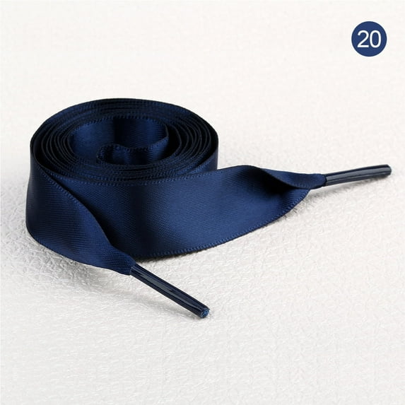 Synzerm 2 Pairs Flat Satin Ribbon Shoelaces Silk Shoestring Wide Shoe Laces for Sneaker Skate Shoes Boots Sport Shoes- 47"