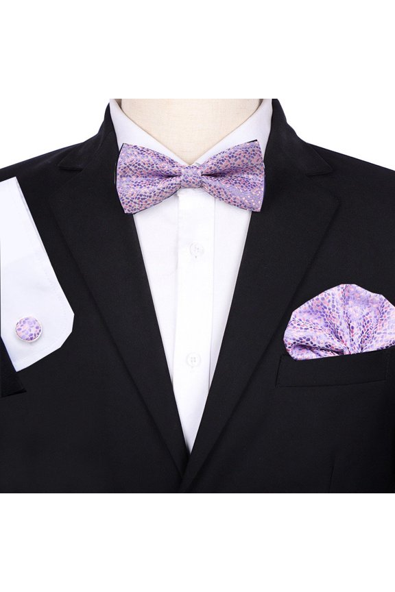 Bow Ties for Men Solid Color Pre-Tie Bow Tie and Pocket Square Cufflinks Set Classic Formal Tuxedo Bowties for Wedding Party