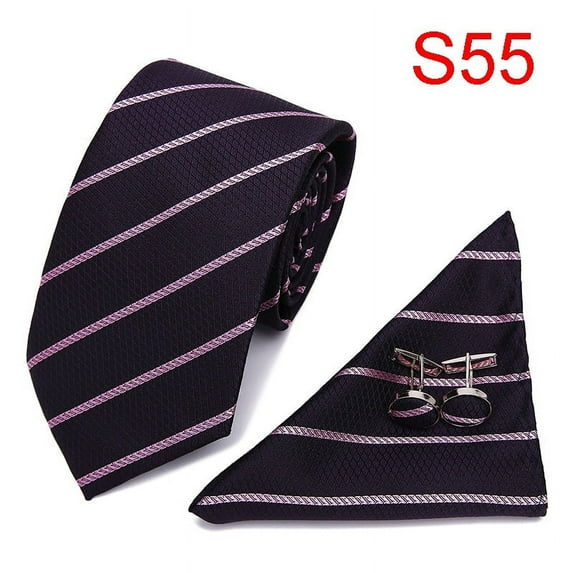 Synzerm Men Ties Woven Classic Necktie Set Formal tie Pocket Square for Wedding with Handkerchief Cufflinks Gift 3"