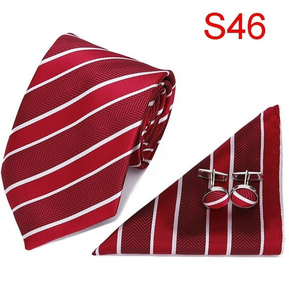 Synzerm Men Ties Woven Classic Necktie Set Formal tie Pocket Square for Wedding with Handkerchief Cufflinks Gift 3"
