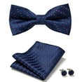 thumbnail image 1 of Synzerm Mens Solid Color Double Fold Pre-tied Bow Tie and Pocket Square Cufflink Set -36 Colors, 1 of 2
