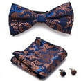 thumbnail image 1 of Synzerm Mens Solid Color Double Fold Pre-tied Bow Tie and Pocket Square Cufflink Set -36 Colors, 1 of 2