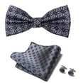thumbnail image 1 of Synzerm Mens Solid Color Double Fold Pre-tied Bow Tie and Pocket Square Cufflink Set, 1 of 3