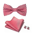thumbnail image 1 of Synzerm Mens Solid Color Double Fold Pre-tied Bow Tie and Pocket Square Cufflink Set, 1 of 3