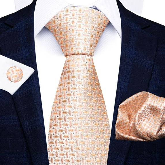 Synzerm Mens Solid Color Formal Necktie and Pocket Square Cufflinks Sets