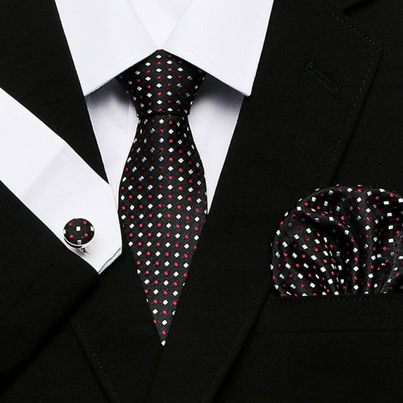 Synzerm Mens Solid Color Formal Necktie and Pocket Square Cufflinks Sets