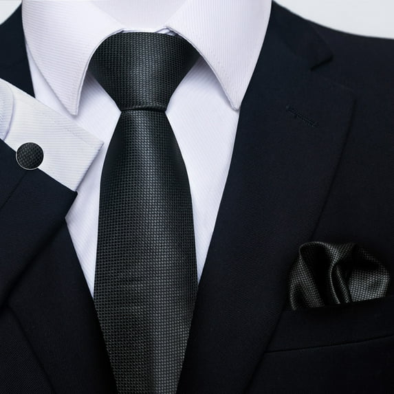 Synzerm Mens Solid Color Formal Necktie and Pocket Square Cufflinks Sets