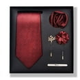 thumbnail image 1 of Synzerm Mens Tie Set 5 Pcs Solid Color Necktie, Pocket Square, Corsage, Brooch, Tie Clip, Tie Gift Box, 1 of 2
