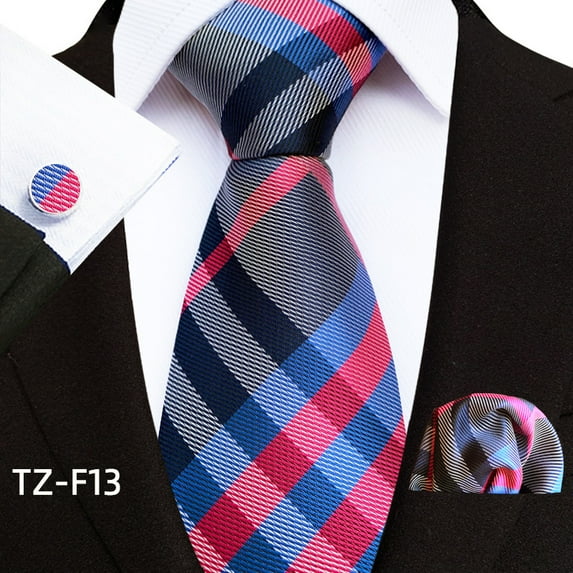 Synzerm Mens Tie Set Silk Solid Paisley Necktie and Pocket Square Cufflinks Classic Formal Ties for Men Wedding Party