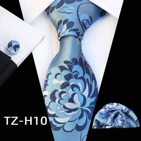 Synzerm Mens Tie Set Silk Solid Paisley Necktie and Pocket Square Cufflinks Classic Formal Ties for Men Wedding Party