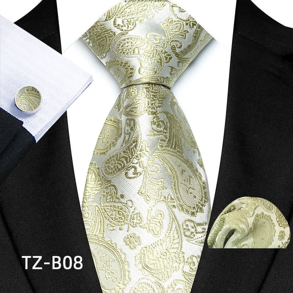 Synzerm Silk Paisley Ties for Men Necktie Pocket Square Cufflinks Set Foral Tie Sets Formal Business