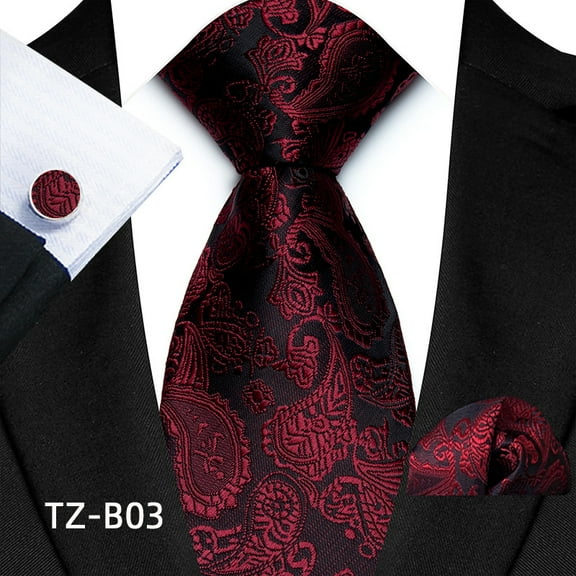 Synzerm Silk Paisley Ties for Men Necktie Pocket Square Cufflinks Set Foral Tie Sets Formal Business