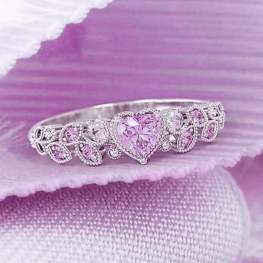 Synzerm Silvery Heart Rings for Women Jewelry Ring Female Promise Rings Zircon Ring
