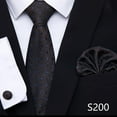 thumbnail image 1 of Synzerm Stripe Men Ties Set Classic WOVEN Necktie with Handkerchief Cufflinks Formal, 1 of 2