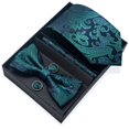 thumbnail image 1 of Synzerm Stripe Men Ties Set Classic Woven Necktie with Bow Tie Handkerchief Cufflinks Formal With Gift Box, 1 of 2