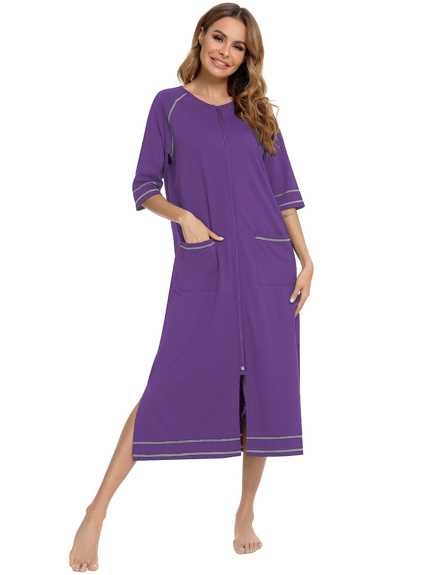 Zipper Front Robe Syphoria Womens Zipper Front Robe – Lightweight Cotton Summer ...