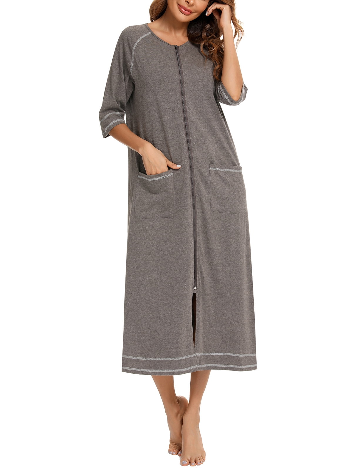 Zipper Front Robe Pattern Syphoria Womens Zipper Front Robe – Lightweight Cotton Summer ...