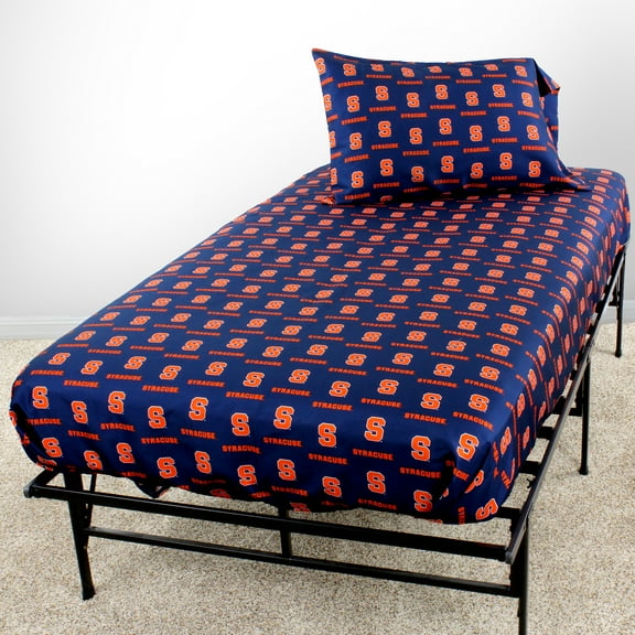 Syracuse Orangemen 100% cotton, 4 piece sheet set - flat sheet, fitted sheet, 2 pillow cases, King, Team Colors