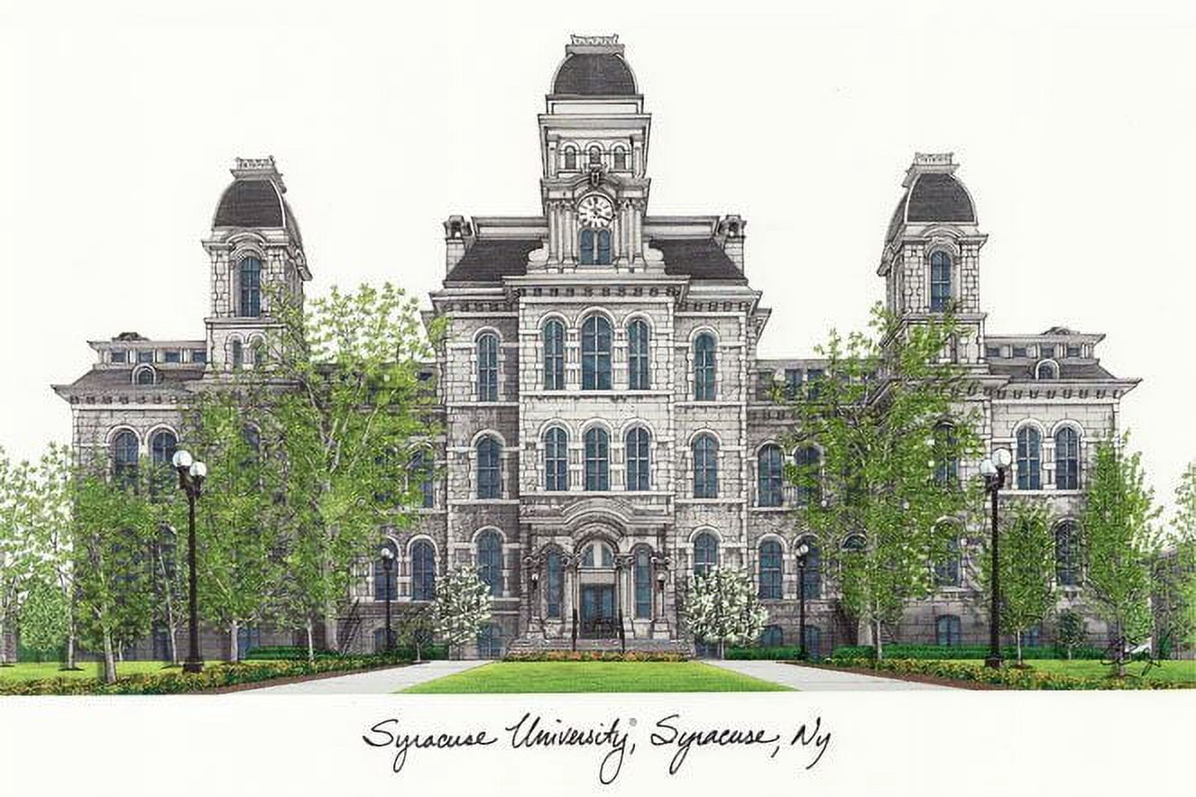Syracuse University 11w x 8.5h Manhattan Black Single Mat Gold Embossed Diploma Frame with Bonus Campus Images Lithograph (value savings at $59)