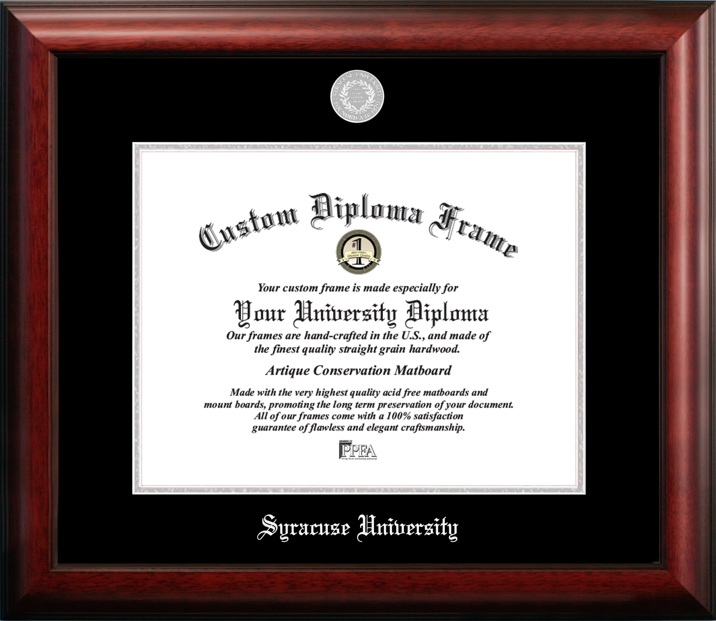 Syracuse University 14w x 11h Silver Embossed Diploma Frame