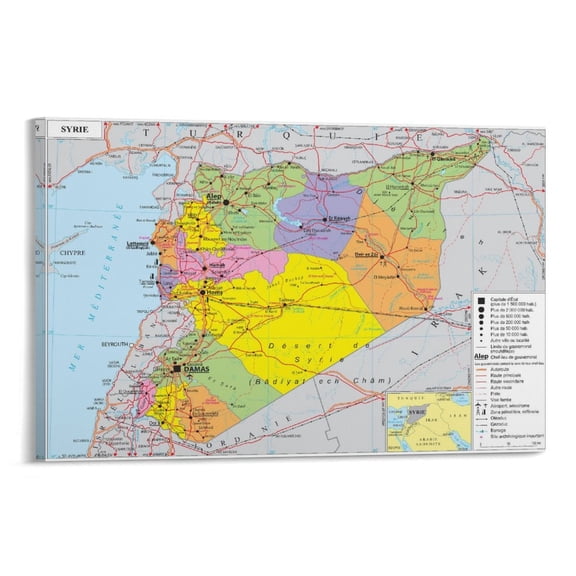 Syria Map Posters Art Poster Canvas Painting Decor Wall Print Photo Gifts Home Modern Decorative Posters 20x30inch(50x75cm)