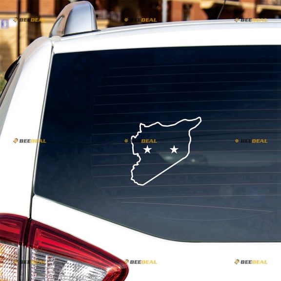 Syria Map Sticker Decal Vinyl Syrian Arab Republic - 2 Pack White 4" - For Car Boat Laptop Cup No Background Die-cut