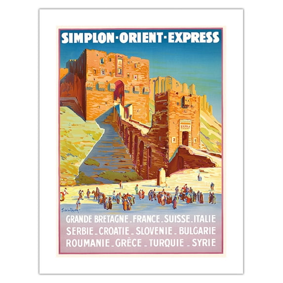 Syria - Simplon Orient Express - Citadel of Aleppo - Vintage Railroad Travel Poster by Joseph de La Nézière c.1927 - Bamboo Fine Art 290gsm Paper (Unframed) 17x22in