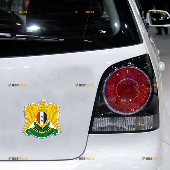 Syria Syrian Coat of Arms Car Magnet Magnetic Sticker Decal - 2 Pack Reflective 4" - for Truck Door Fridge Reusable Waterproof