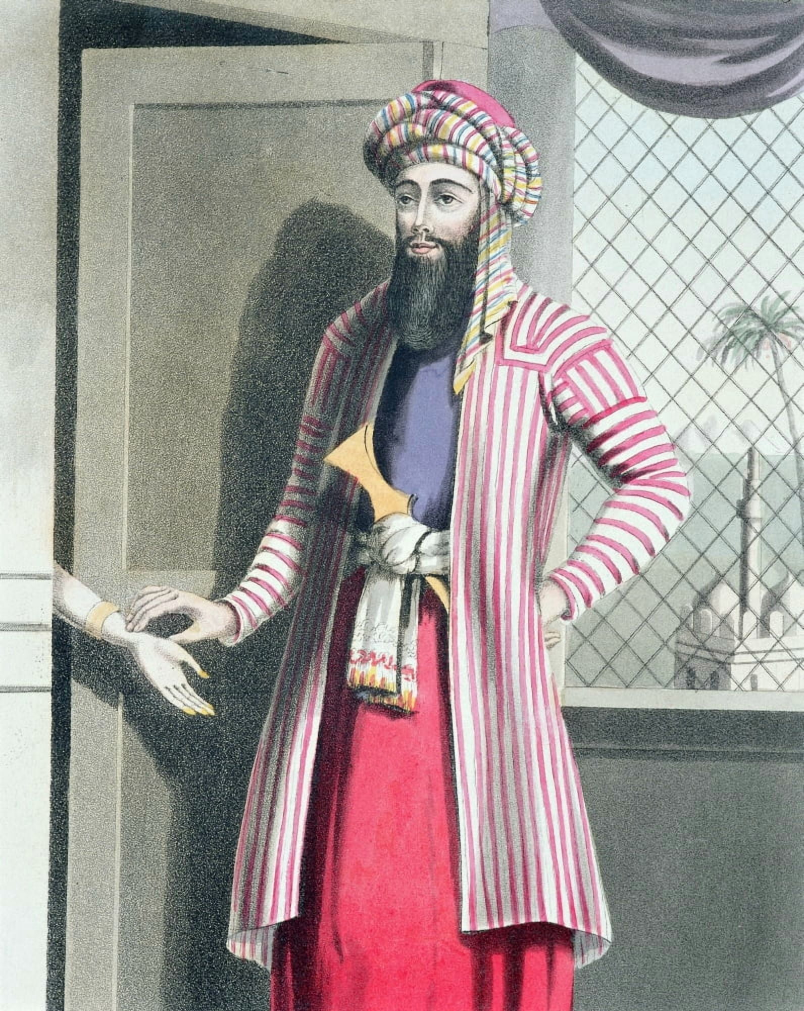 Syrian Doctor Takes Pulse Of Woman Patient From Travels In Turkey Egypt Nubia & Palestine By R Madden Published London 1829 Canvas Art - Ken Welsh Design Pics (26 x 32)