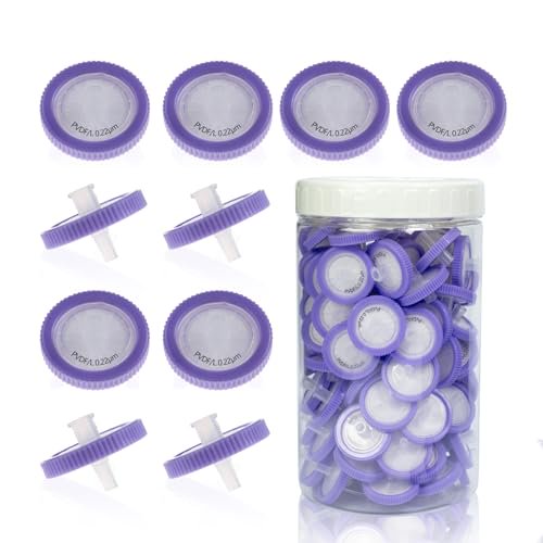 Syringe Filters PVDF Membrane - 25 mm Membrane Diameter,0.22 um Pore Size,Pack of 100$$Tools